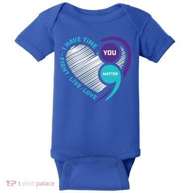 Suicide Awareness Prevention Heart Semi Colon You Matter Great Gift Baby Bodysuit