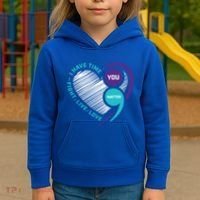 Suicide Awareness Prevention Heart Semi Colon You Matter Great Gift Kids Hoodie thumb 3