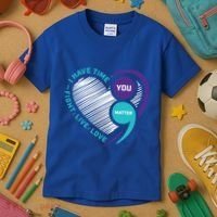 Suicide Awareness Prevention Heart Semi Colon You Matter Great Gift Kids T-Shirt thumb 3