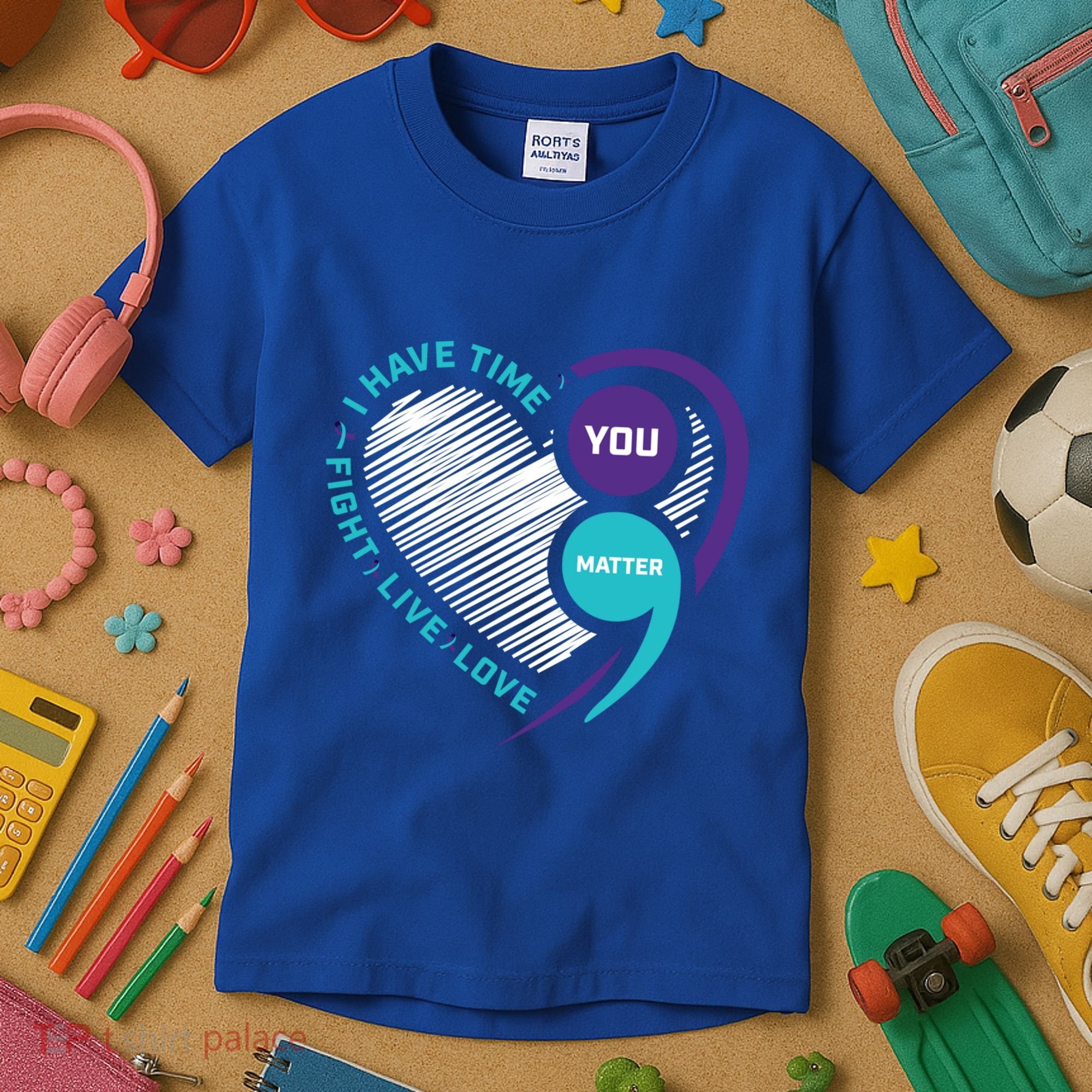 Suicide Awareness Prevention Heart Semi Colon You Matter Great Gift Kids T-Shirt