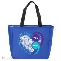 Suicide Awareness Prevention Heart Semi Colon You Matter Great Gift Tote Bag thumb 0