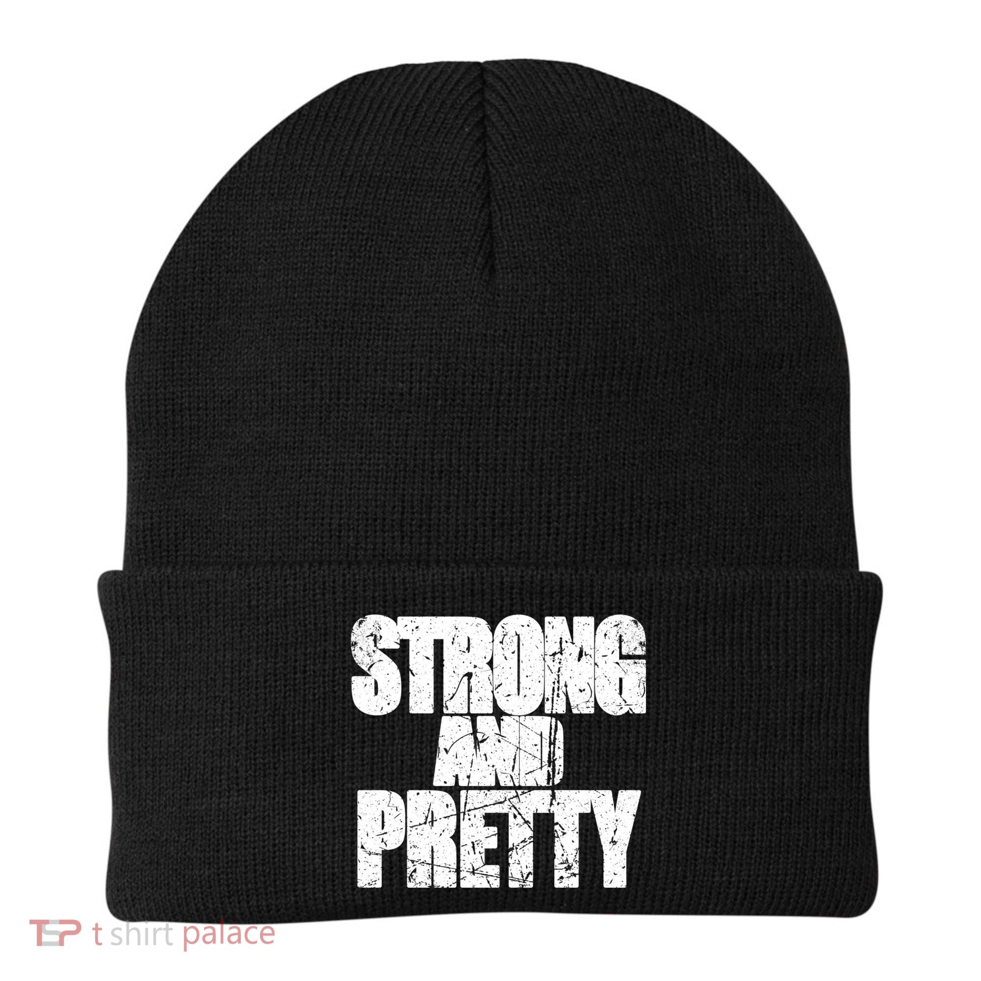 Strong And Pretty Fitness Gym Workout Weights Weightlifting Gift Beanie