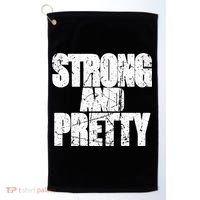 Strong And Pretty Fitness Gym Workout Weights Weightlifting Gift Golf Towel thumb 0