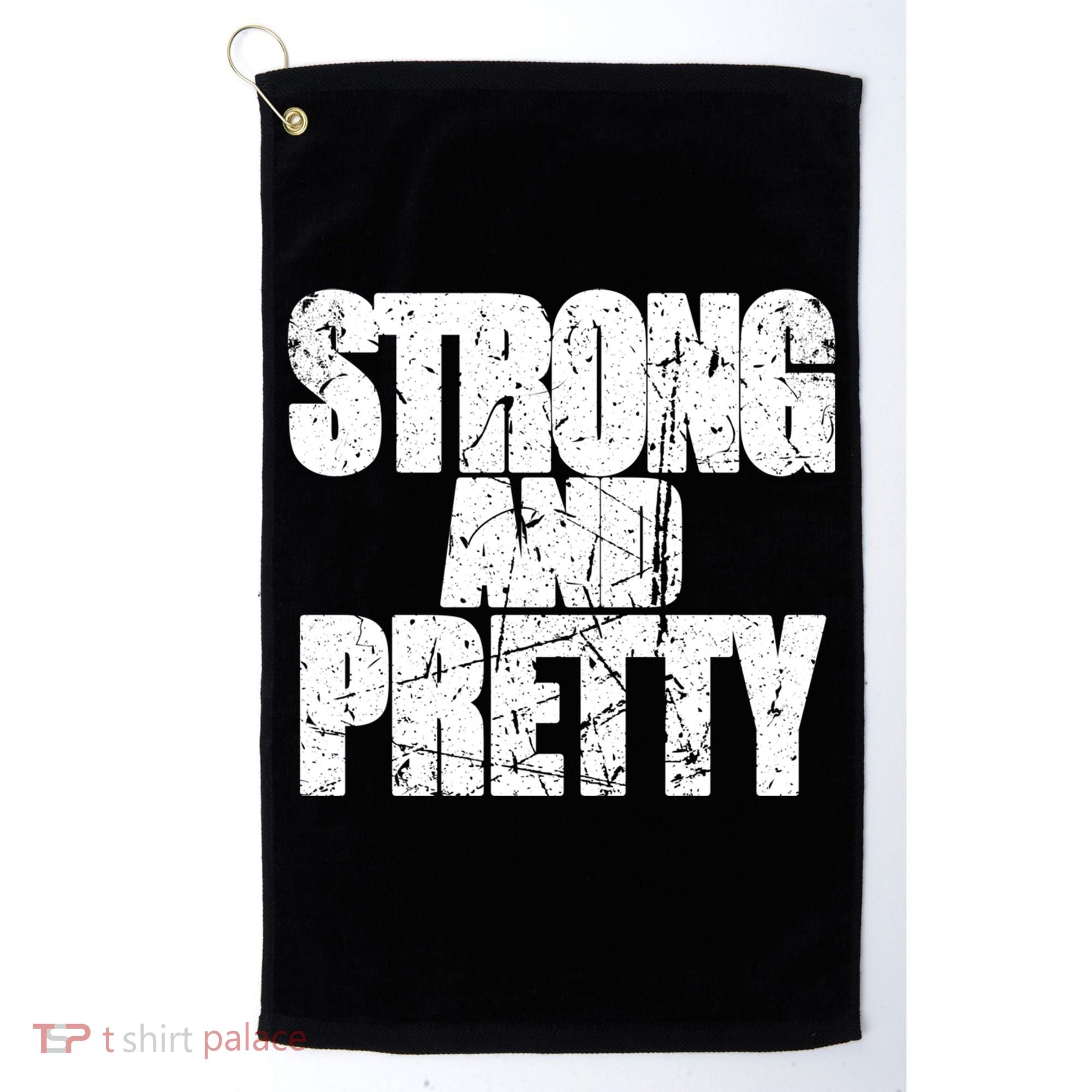 Strong And Pretty Fitness Gym Workout Weights Weightlifting Gift Golf Towel