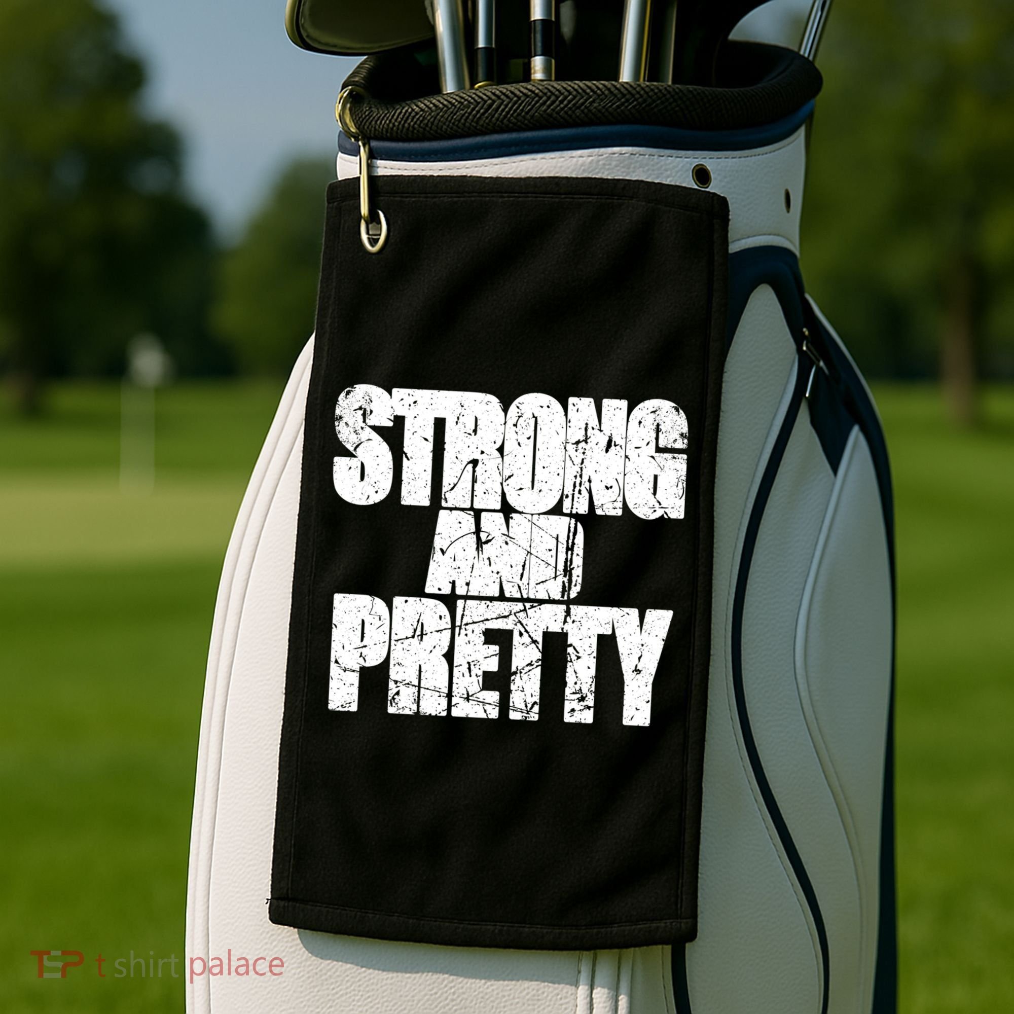 Strong And Pretty Fitness Gym Workout Weights Weightlifting Gift Golf Towel