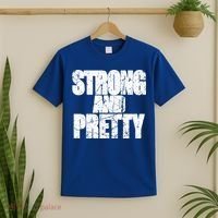 Strong And Pretty Fitness Gym Workout Weights Weightlifting Gift T-Shirt thumb 2