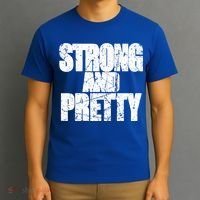 Strong And Pretty Fitness Gym Workout Weights Weightlifting Gift T-Shirt thumb 3