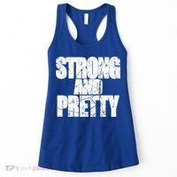 Strong And Pretty Fitness Gym Workout Weights Weightlifting Gift Women's Tank Top thumb 0