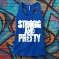 Strong And Pretty Fitness Gym Workout Weights Weightlifting Gift Women's Tank Top thumb 3