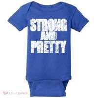 Strong And Pretty Fitness Gym Workout Weights Weightlifting Gift Baby Bodysuit thumb 0