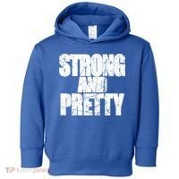 Strong And Pretty Fitness Gym Workout Weights Weightlifting Gift Toddler Hoodie thumb 0