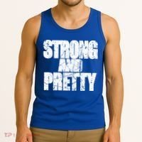 Strong And Pretty Fitness Gym Workout Weights Weightlifting Gift Tank Top thumb 3
