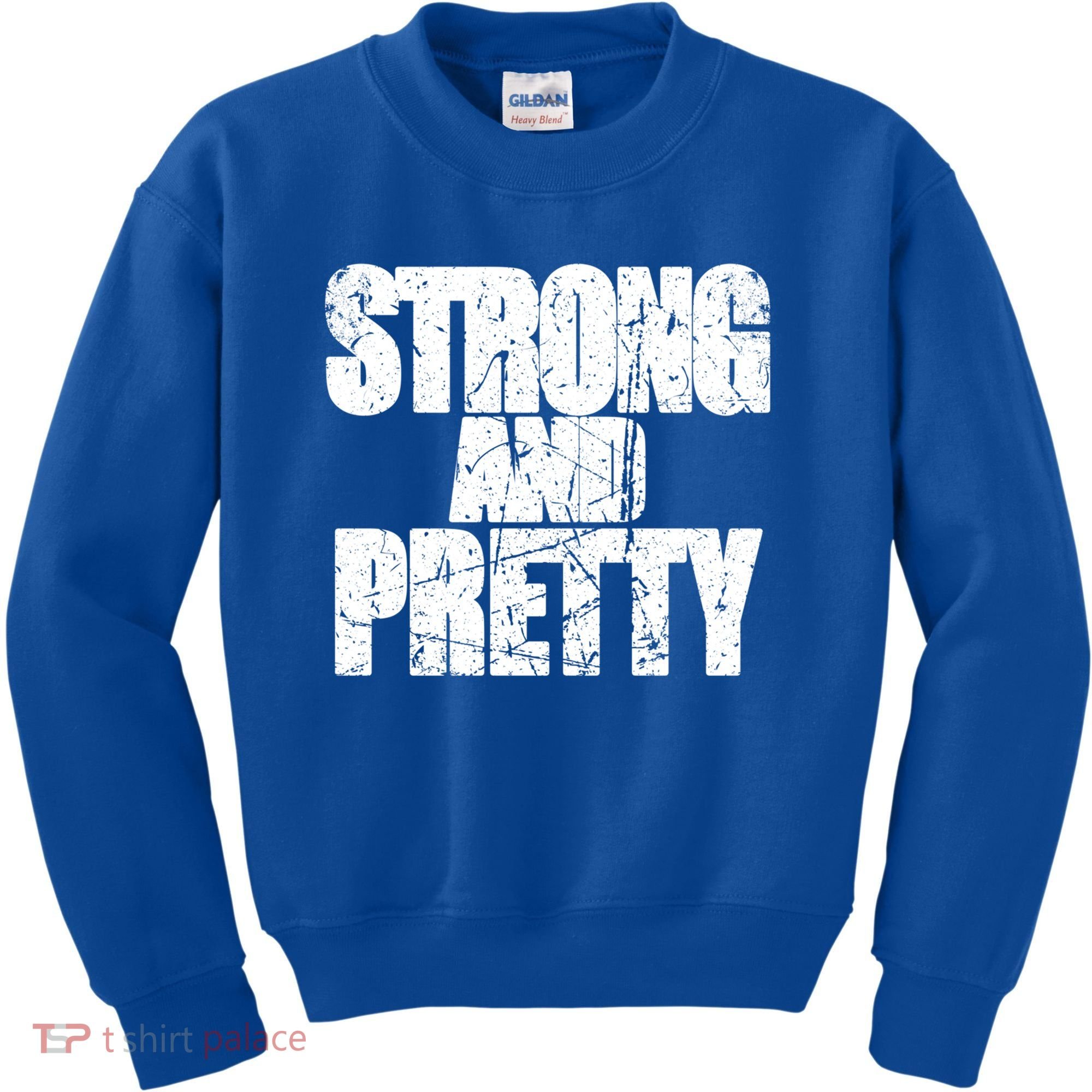 Strong And Pretty Fitness Gym Workout Weights Weightlifting Gift Kids Sweatshirt