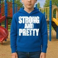 Strong And Pretty Fitness Gym Workout Weights Weightlifting Gift Kids Hoodie thumb 2