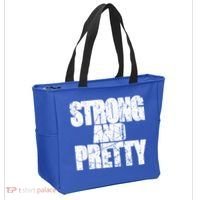 Strong And Pretty Fitness Gym Workout Weights Weightlifting Gift Tote Bag thumb 2