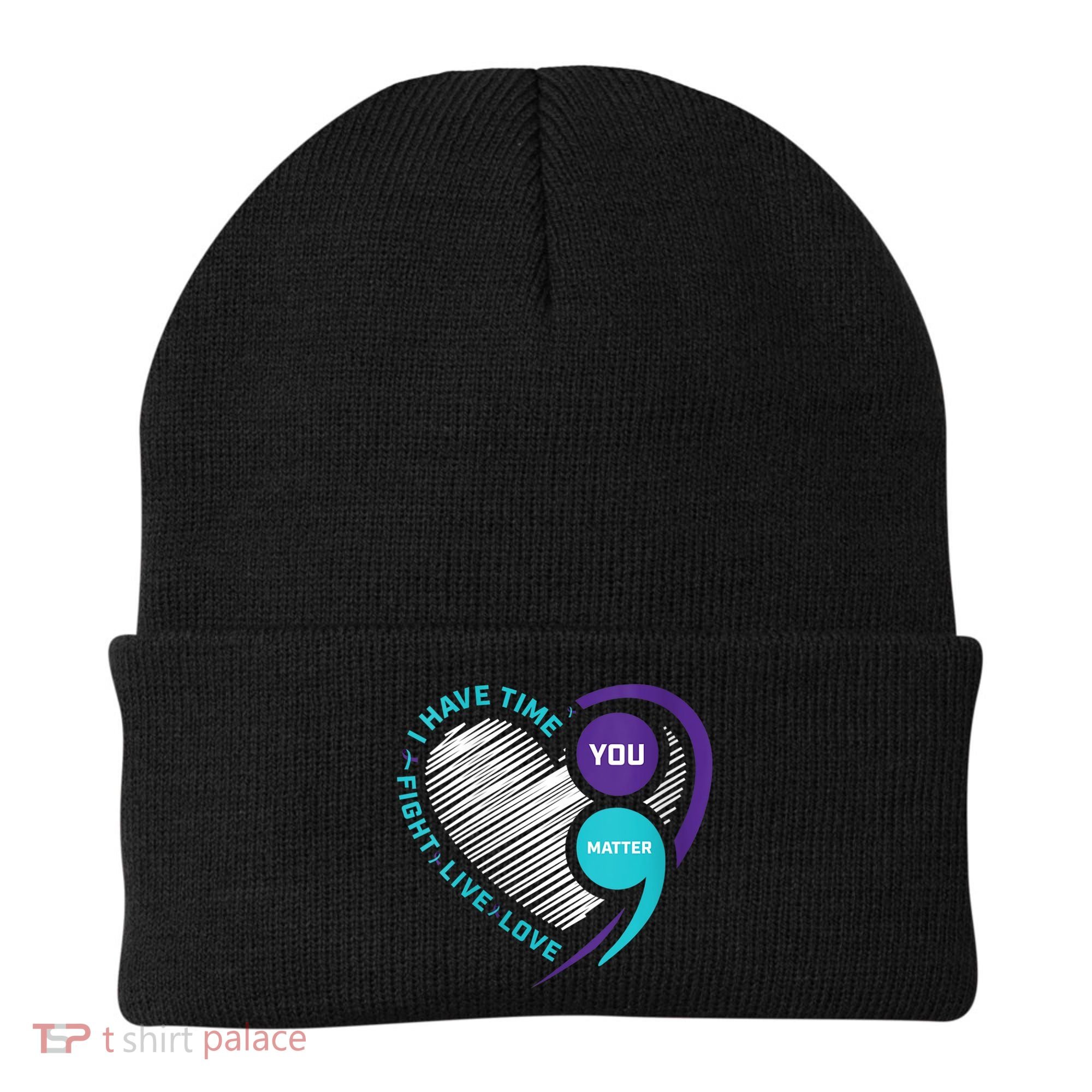 Suicide Awareness Prevention Heart Semi Colon You Matter Beanie