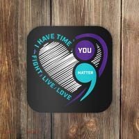 Suicide Awareness Prevention Heart Semi Colon You Matter Coaster thumb 0