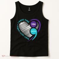 Suicide Awareness Prevention Heart Semi Colon You Matter Tank Top thumb 2