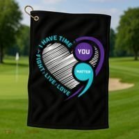 Suicide Awareness Prevention Heart Semi Colon You Matter Golf Towel thumb 1