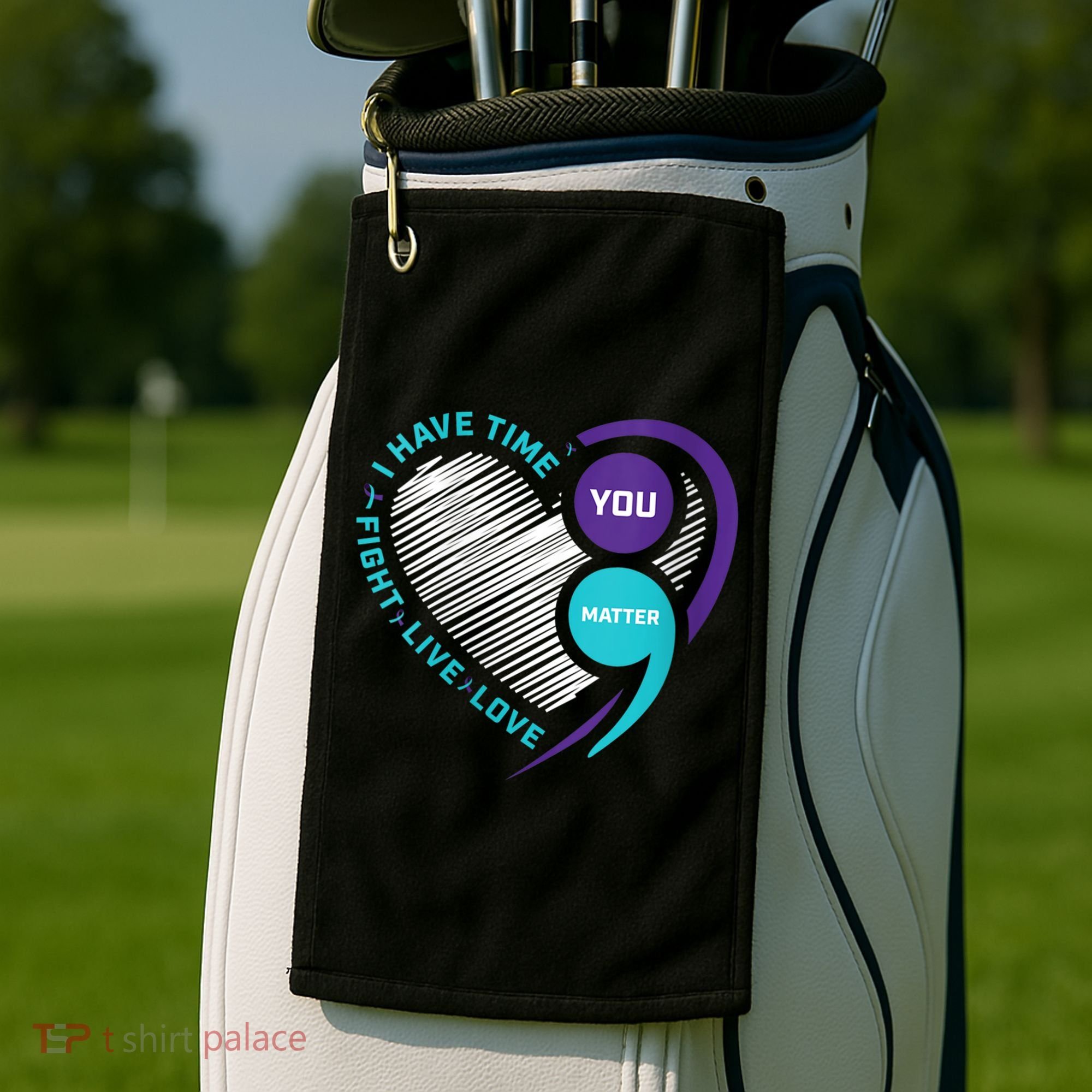 Suicide Awareness Prevention Heart Semi Colon You Matter Golf Towel