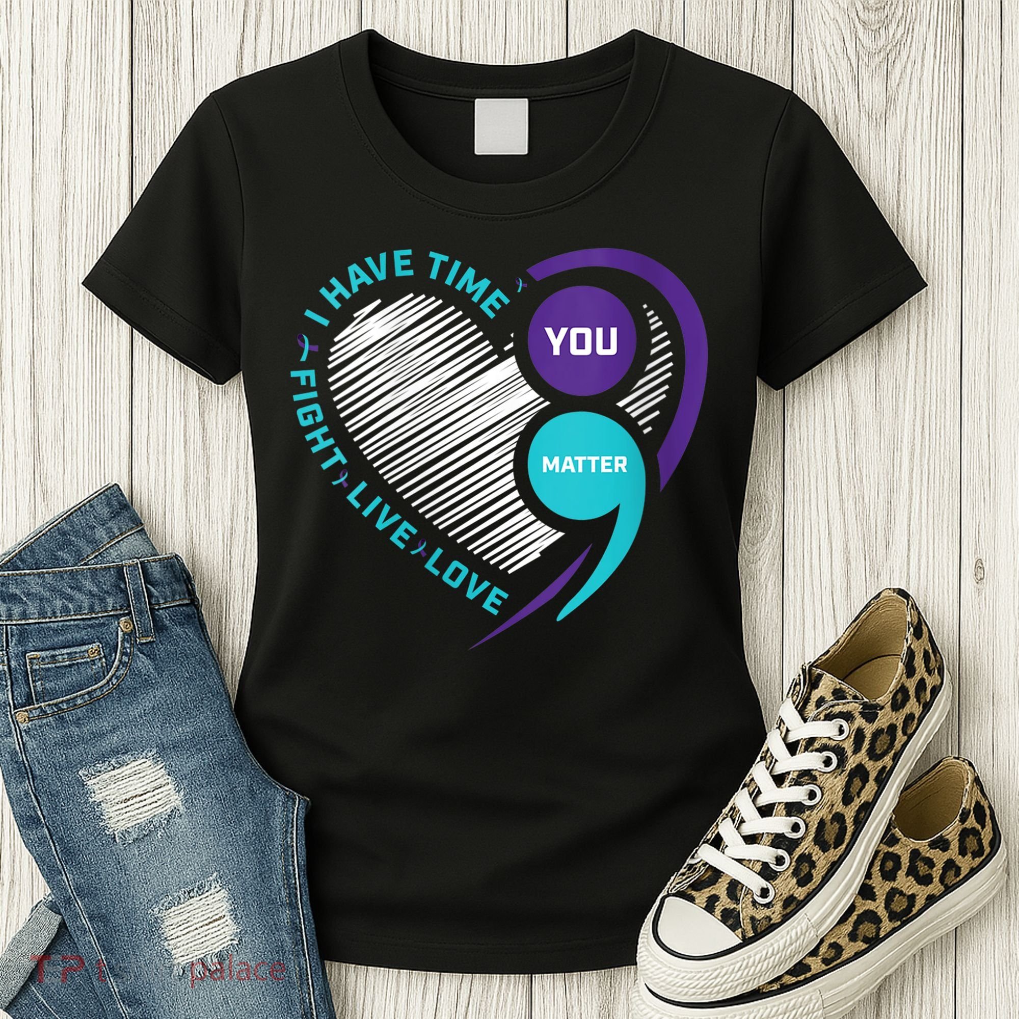 Suicide Awareness Prevention Heart Semi Colon You Matter Women's T-Shirt