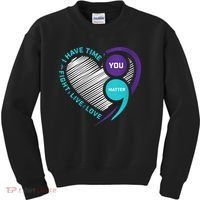 Suicide Awareness Prevention Heart Semi Colon You Matter Kids Sweatshirt thumb 0