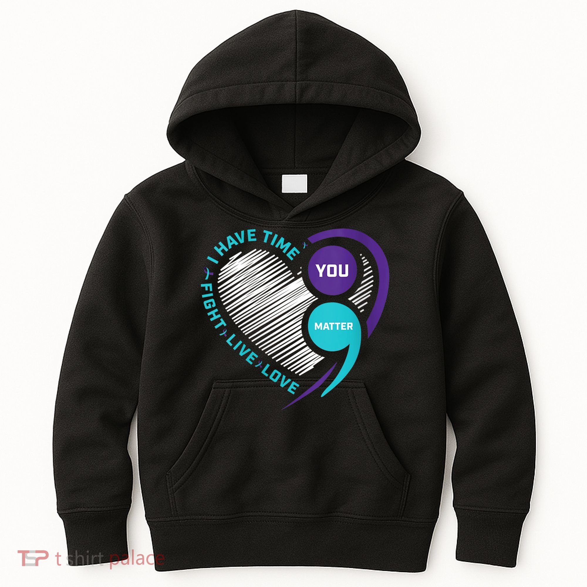 Suicide Awareness Prevention Heart Semi Colon You Matter Kids Hoodie