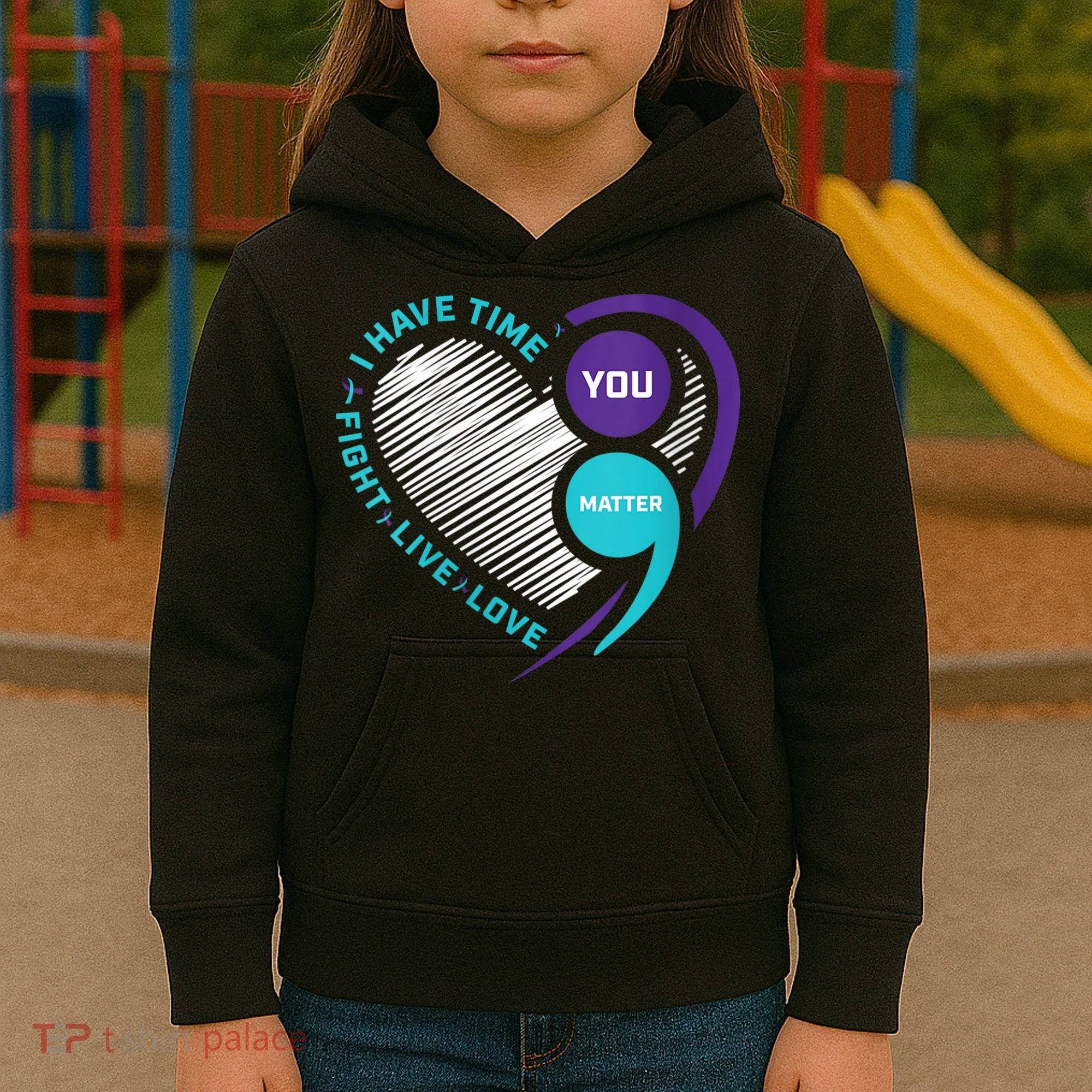 Suicide Awareness Prevention Heart Semi Colon You Matter Kids Hoodie