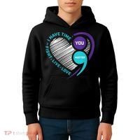 Suicide Awareness Prevention Heart Semi Colon You Matter Kids Hoodie thumb 4