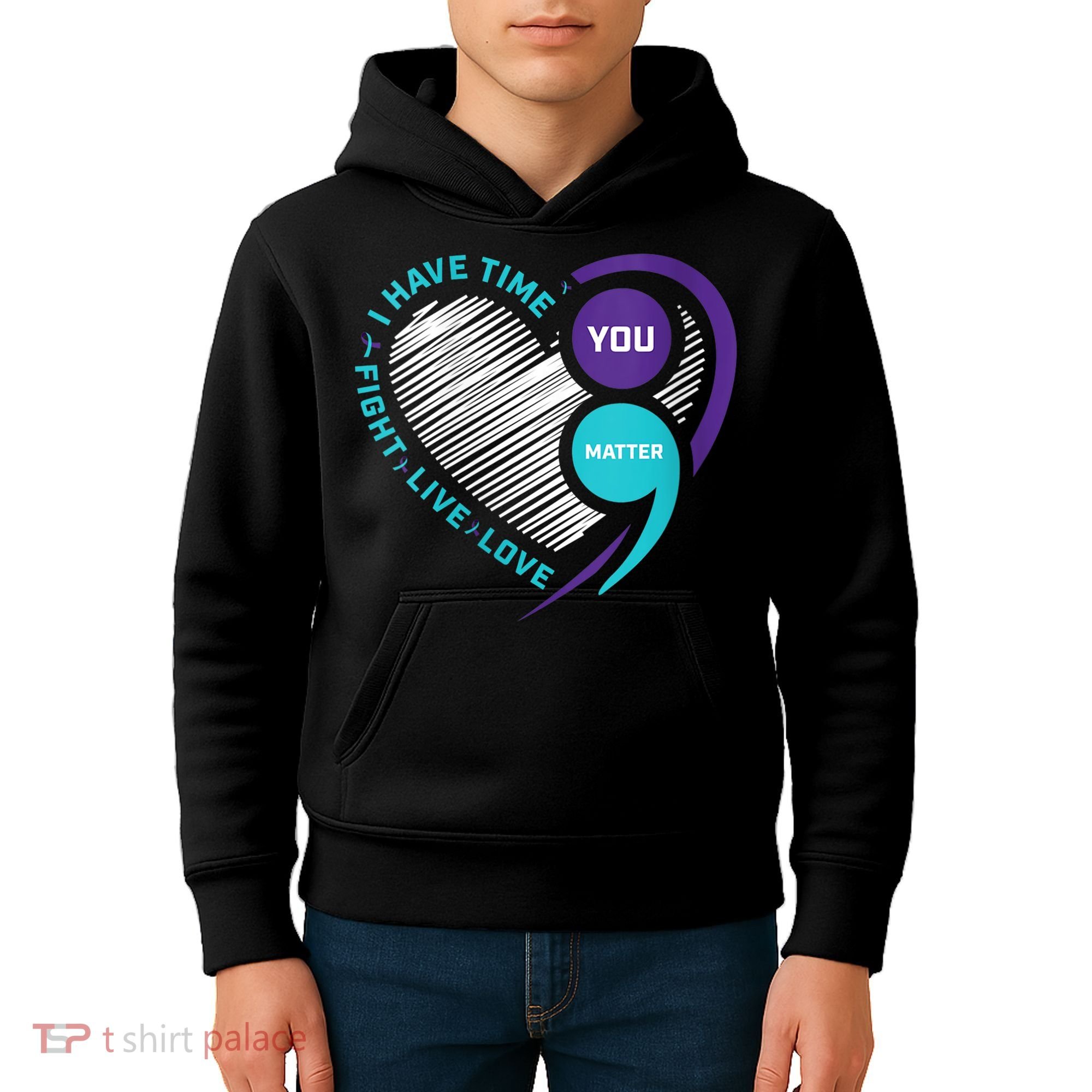 Suicide Awareness Prevention Heart Semi Colon You Matter Kids Hoodie