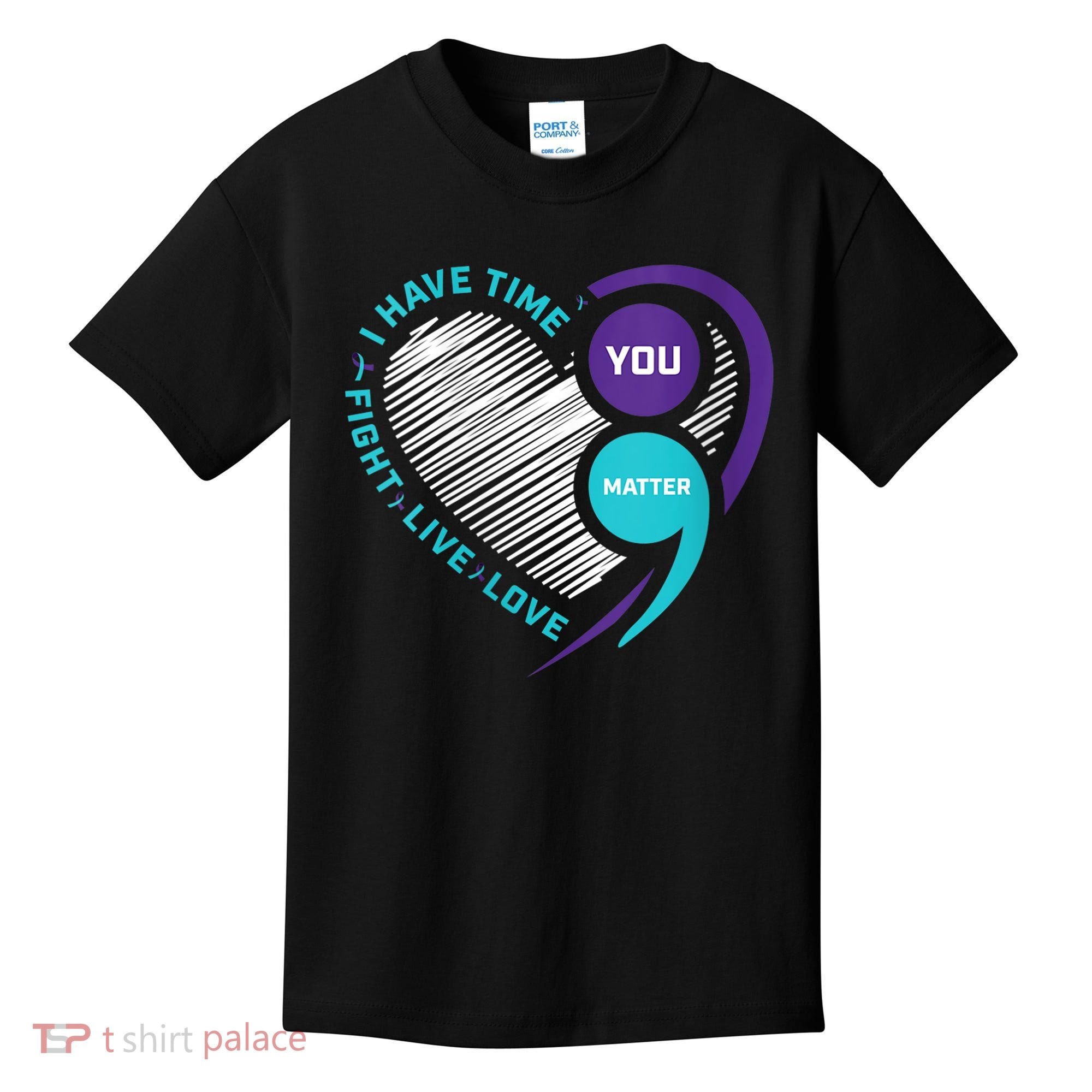 Suicide Awareness Prevention Heart Semi Colon You Matter Kids T-Shirt