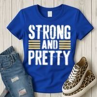 Strong And Pretty Funny Fitness Gym Gift Women's T-Shirt thumb 3