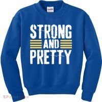 Strong And Pretty Funny Fitness Gym Gift Kids Sweatshirt thumb 0