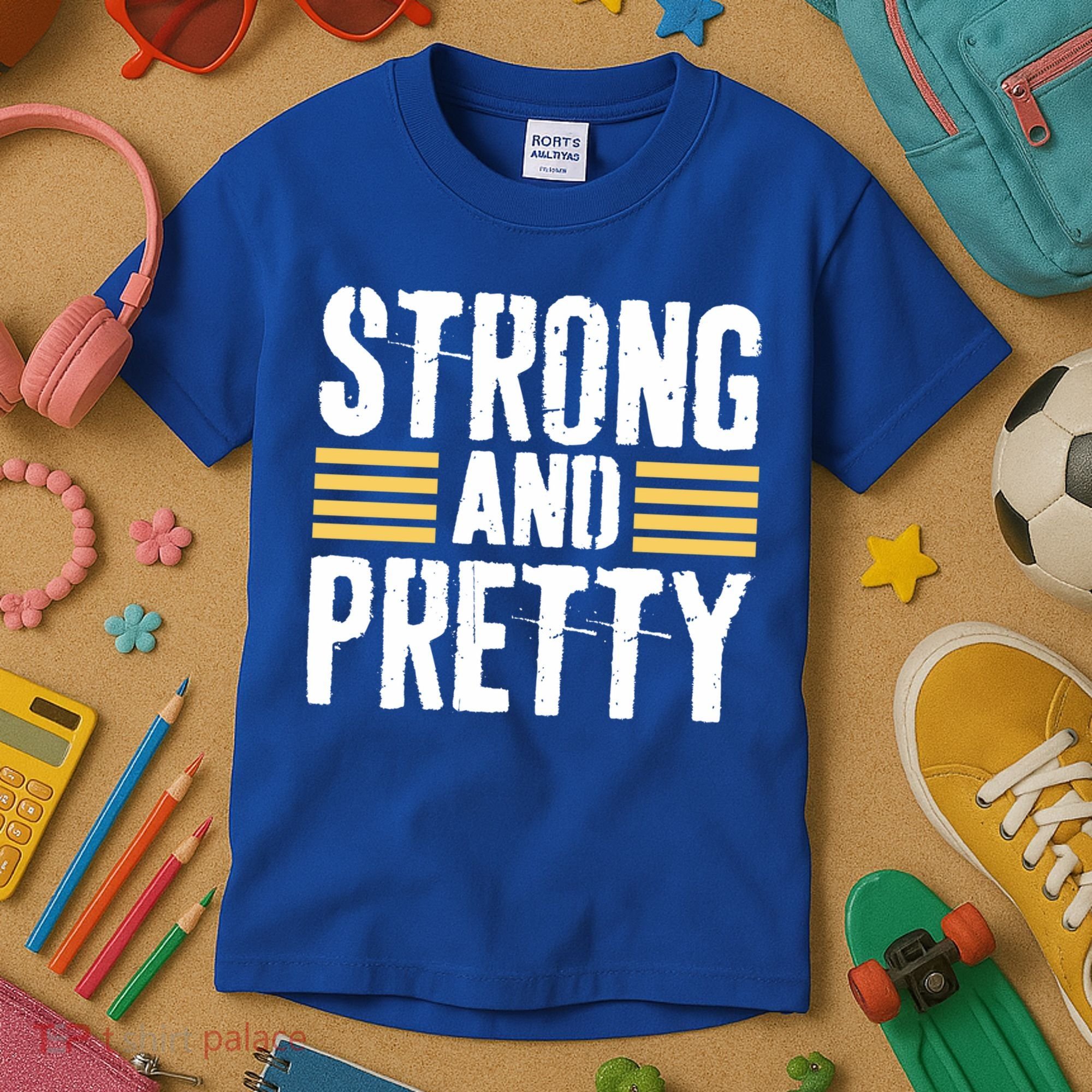 Strong And Pretty Funny Fitness Gym Gift Kids T-Shirt