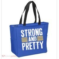 Strong And Pretty Funny Fitness Gym Gift Tote Bag thumb 2