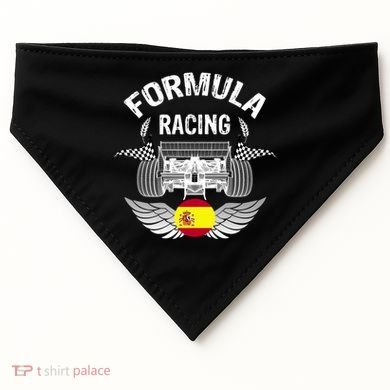 Spanish Auto Race Spain Flag Formula Racing Car Blueprint Gift USA-Made Doggie Bandana