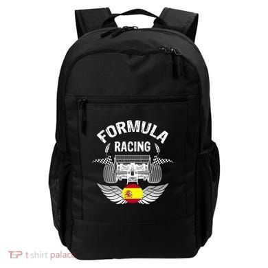 Spanish Auto Race Spain Flag Formula Racing Car Blueprint Gift Backpack
