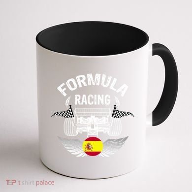 Spanish Auto Race Spain Flag Formula Racing Car Blueprint Gift Coffee Mug back