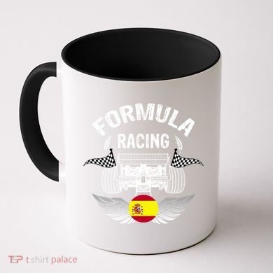 Spanish Auto Race Spain Flag Formula Racing Car Blueprint Gift Coffee Mug