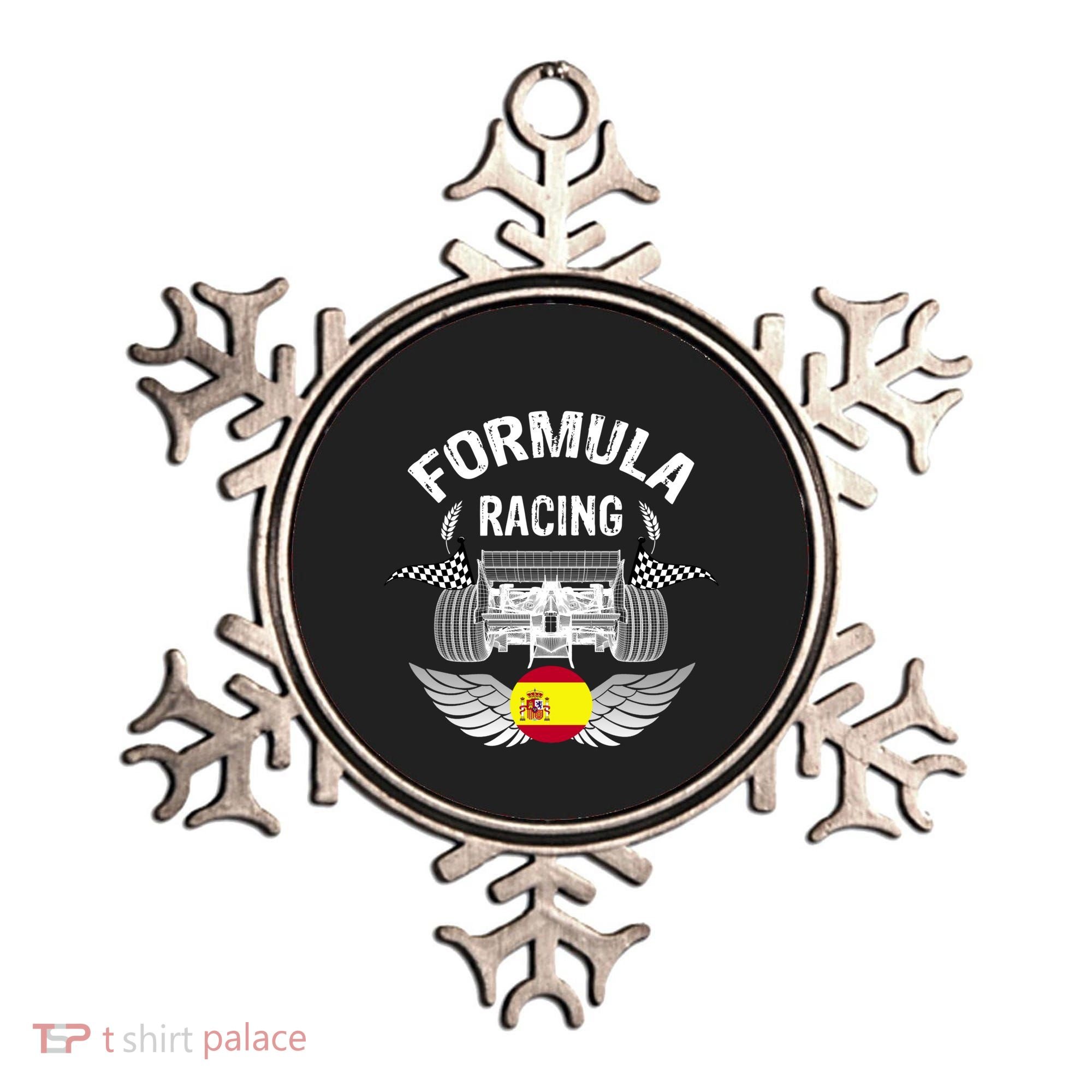 Spanish Auto Race Spain Flag Formula Racing Car Blueprint Gift Ornament