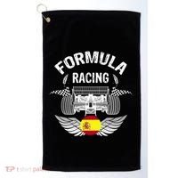 Spanish Auto Race Spain Flag Formula Racing Car Blueprint Gift Golf Towel thumb 0