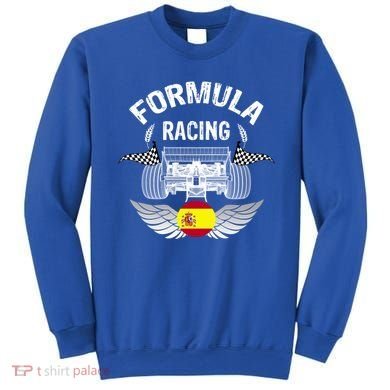 Spanish Auto Race Spain Flag Formula Racing Car Blueprint Gift Sweatshirt