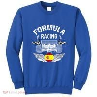 Spanish Auto Race Spain Flag Formula Racing Car Blueprint Gift Sweatshirt thumb 0