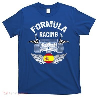 Spanish Auto Race Spain Flag Formula Racing Car Blueprint Gift T-Shirt