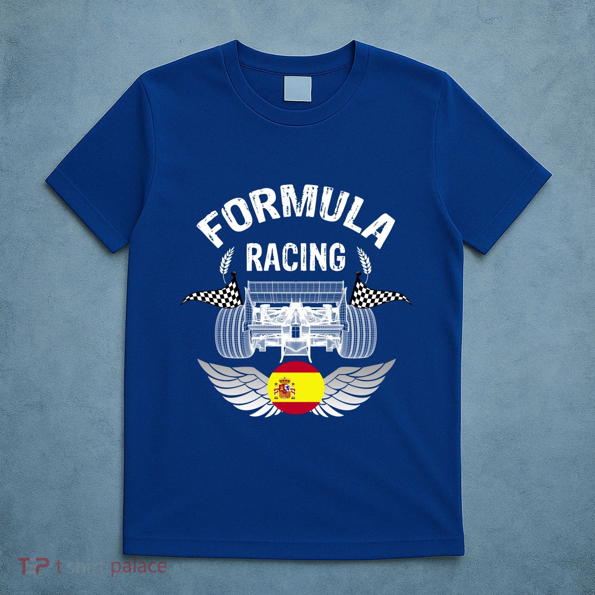 Spanish Auto Race Spain Flag Formula Racing Car Blueprint Gift T-Shirt