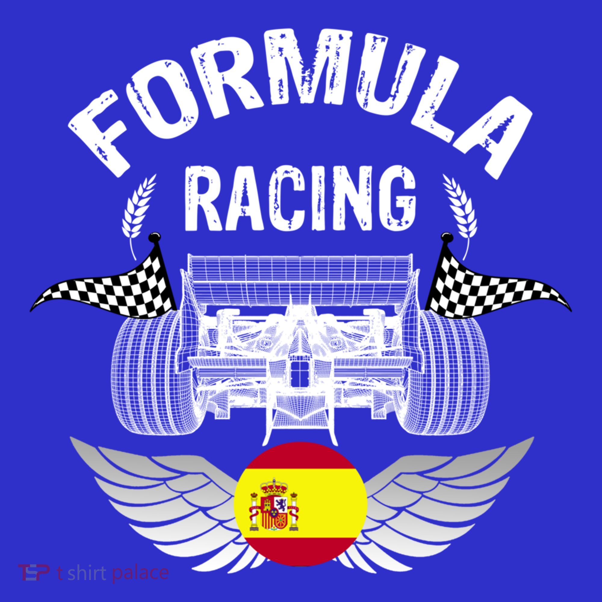 Spanish Auto Race Spain Flag Formula Racing Car Blueprint Gift T-Shirt