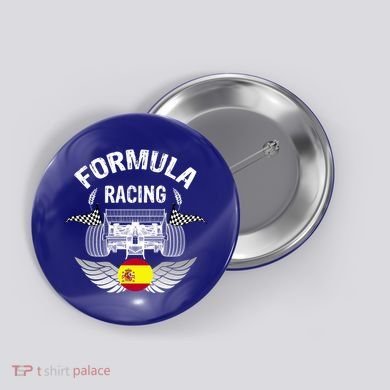 Spanish Auto Race Spain Flag Formula Racing Car Blueprint Gift Button