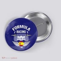 Spanish Auto Race Spain Flag Formula Racing Car Blueprint Gift Button thumb 0