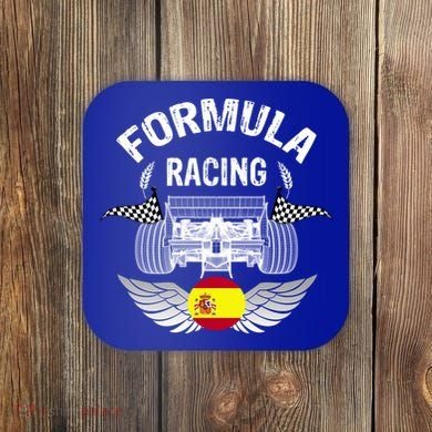 Spanish Auto Race Spain Flag Formula Racing Car Blueprint Gift Coaster