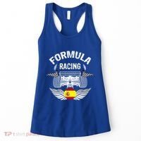 Spanish Auto Race Spain Flag Formula Racing Car Blueprint Gift Women's Tank Top thumb 0